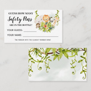 Jungle Animals How Many Safety Pins Baby Game Card