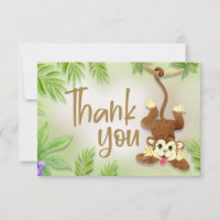 Jungle Animals Monkey Baby Boy Shower Thank You