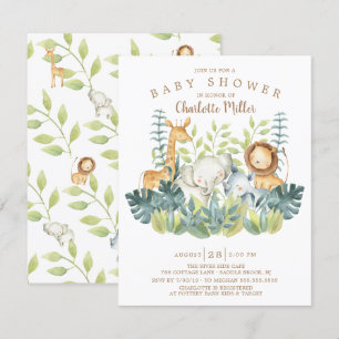 Jungle Animals Neutral Baby Shower Invitation