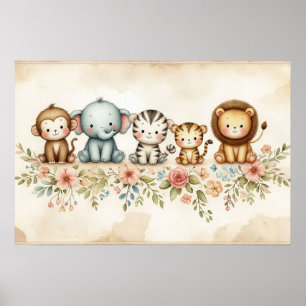Jungle Animals Nursery  Poster