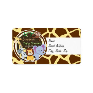 Jungle Animals on Brown Giraffe Animal Print Label