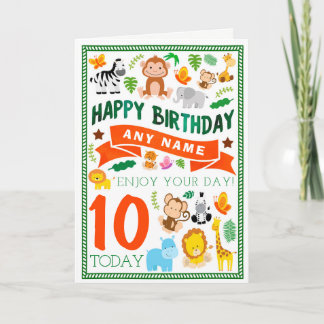 Jungle Animals Personalised Birthday Card