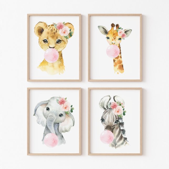 Jungle Animals, Pink Bubble Gum, Girl Nursery (Creator Uploaded)