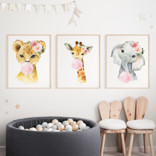 Jungle Animals, Pink Bubble Gum, Girl Nursery (Creator Uploaded)