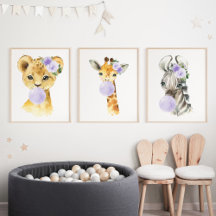 Jungle Animals, Purple Bubble Gum, Gender Neutral