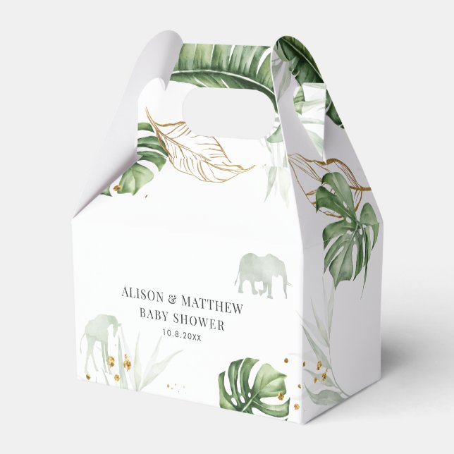 Jungle Animals Safari Baby Shower Favor Box (Front Side)