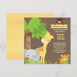 Jungle Animals Safari Baby Shower Invitation