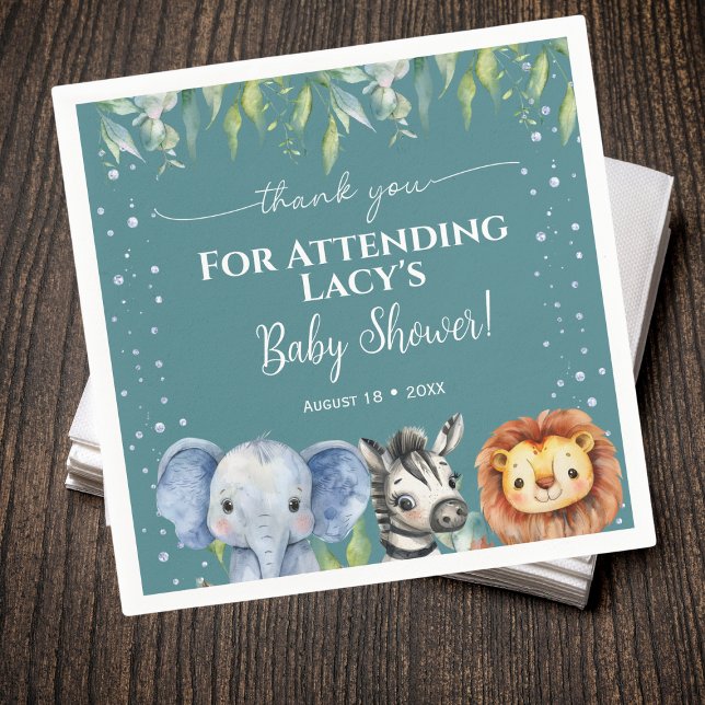 Jungle Animals Safari  Baby Shower   Napkin (Creator Uploaded)