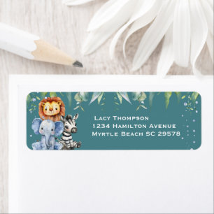Jungle Animals Safari Baby Shower Return Address 