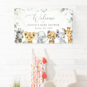 Jungle Animals, Safari, Baby Shower Welcome Banner