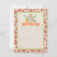 Jungle Animals Safari Baby Shower Words of Advice