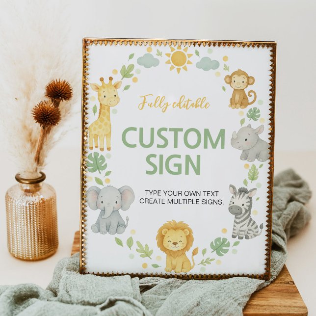 Jungle Animals Safari Birthday Party Table Sign (Creator Uploaded)