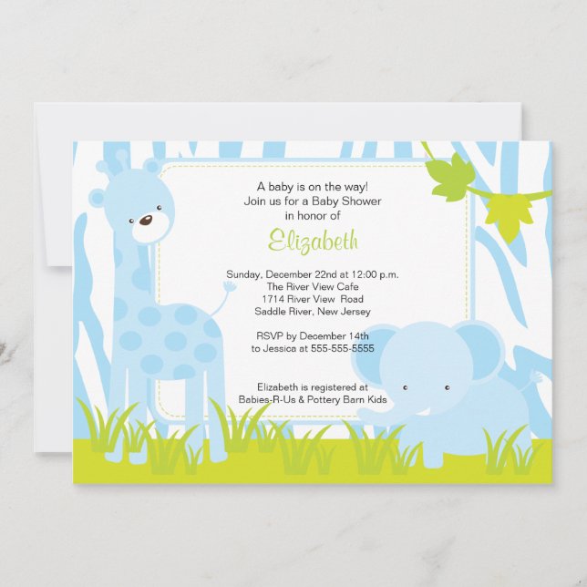Jungle Animals Safari Boy Baby Shower Invitation (Front)