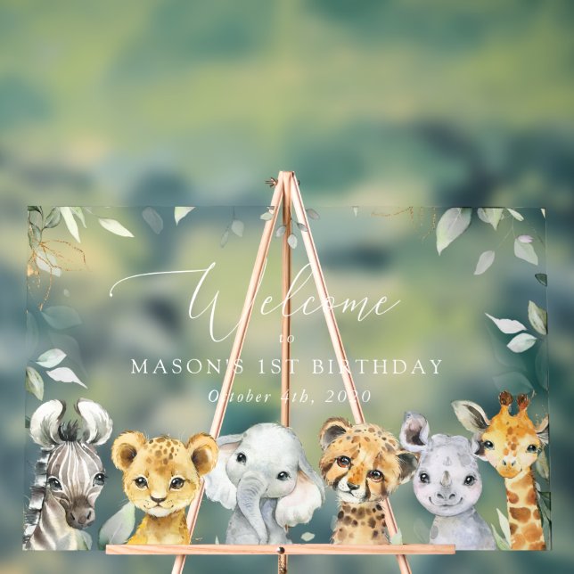 Jungle Animals, Safari, First Birthday Welcome (Neutre)