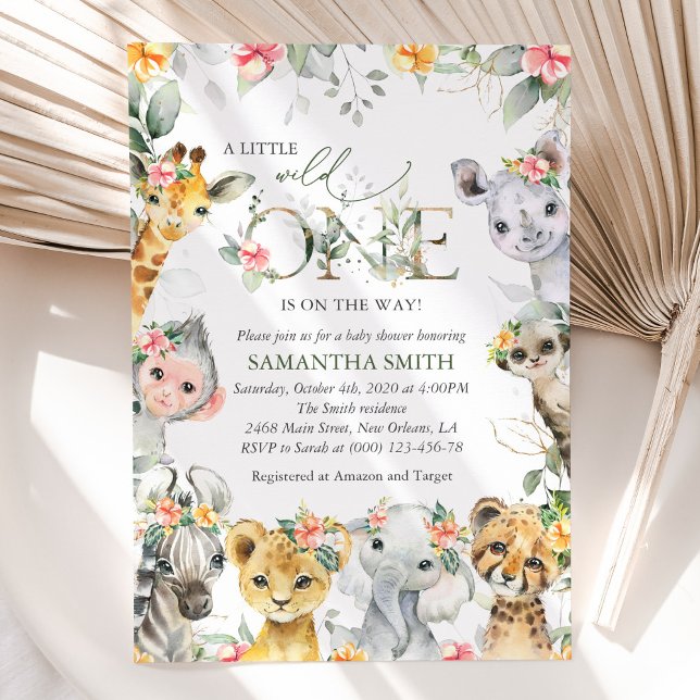 Jungle Animals, Safari, Flowers, Baby Shower Invitation (Creator Uploaded)