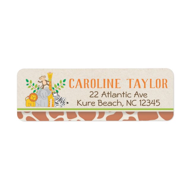Jungle Animals Safari Friends Baby Shower Label (Front)