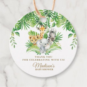 Jungle Animals Safari Greenery Thank You Favour Favour Tags