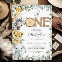 Jungle Animals Safari Wild One 1st First Birthday