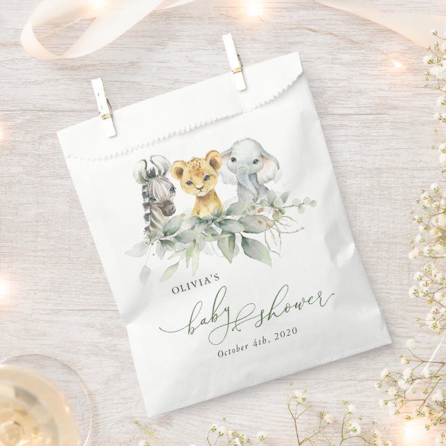 Jungle Animals, Safari, Wild One, Baby Shower Favour Bag (Clipped)