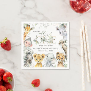 Jungle Animals, Safari, Wild One, Baby Shower Napkin