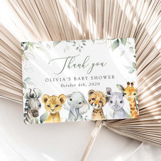 Jungle Animals, Safari, Wild One, Baby Shower Thank You Card (Creator Uploaded)