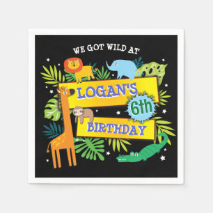 JUNGLE ANIMALS SAFARI ZOO Birthday Paper  Napkin