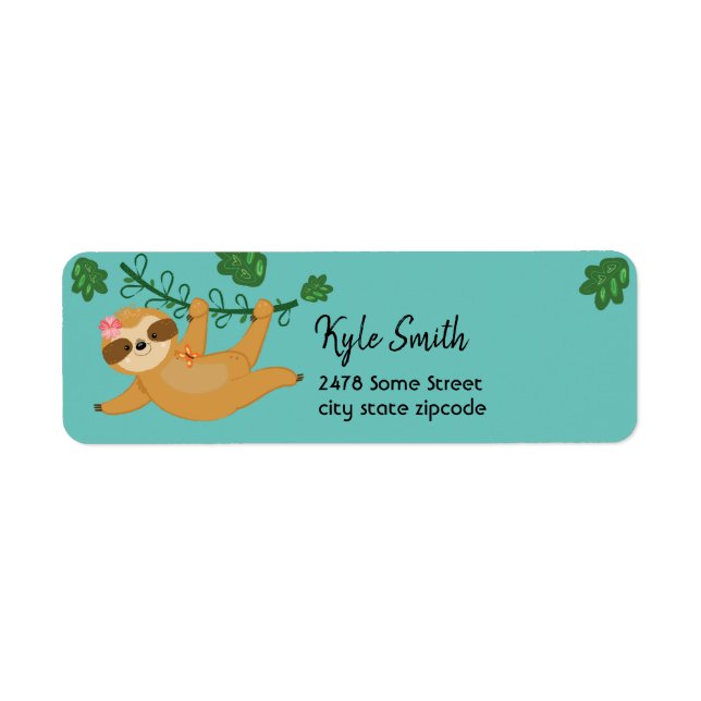 Jungle Animals Sloth Custom Address Labels (Front)
