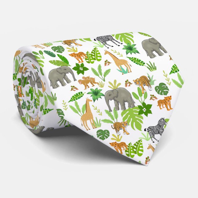 Jungle Animals Tie (Rolled)