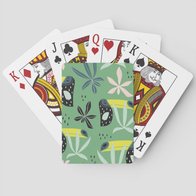 Jungle animals, tropical elements, seamless. playing cards (Back)