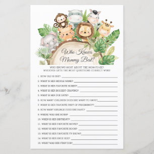 Jungle Animals Who Knows Mommy Best Shower Game