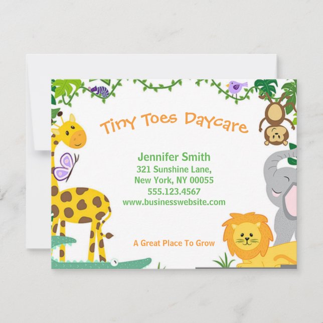 Jungle Animaux Enfants Garderie Faire-part d'affai (Devant)