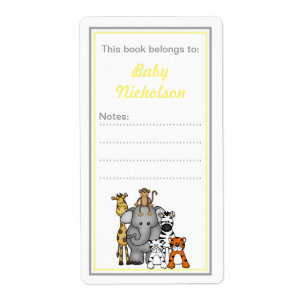 Jungle Animaux plaques baby shower gris jaune