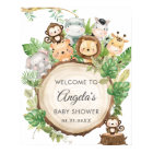 Jungle Animaux Verdure Baby shower Affiche de bien