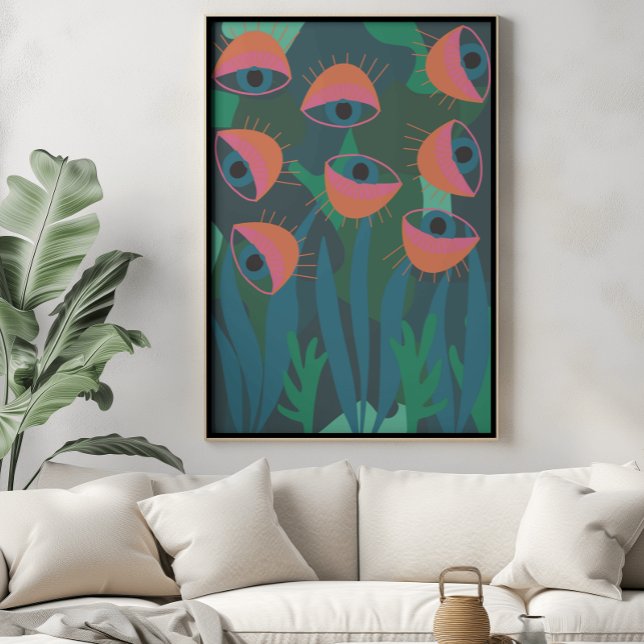 Jungle art print eyes plants tropical green poster (Creator Uploaded)