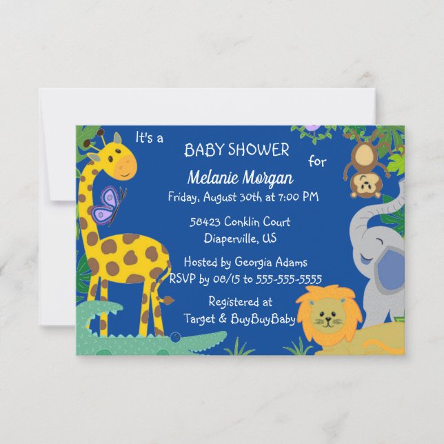 Jungle Babies Baby Boy Shower Invitation (Front)