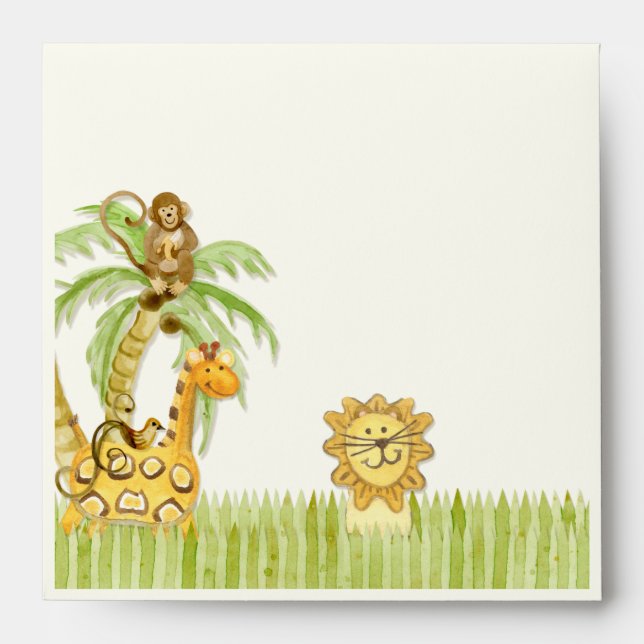 Jungle Babies, Boy Baby Shower Envelopes (Front)