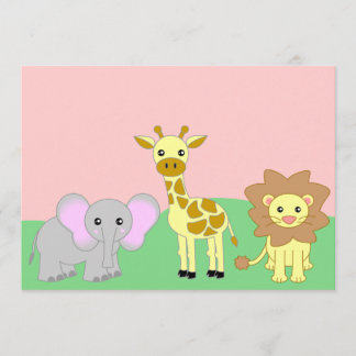 Jungle Baby Animals Baby Shower Invitations Blank