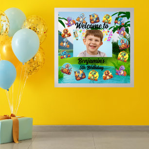 Jungle Baby Dinosaur Theme Kids Birthday Party Poster