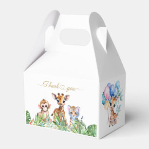 Jungle Baby Giraffe Tiger Monkey Thank you Favor Box