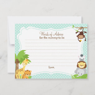 Jungle Baby Shower Advice card for the mom to be