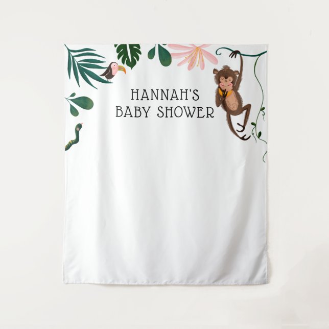 Jungle Baby Shower Backdrop Tapestry (Front)