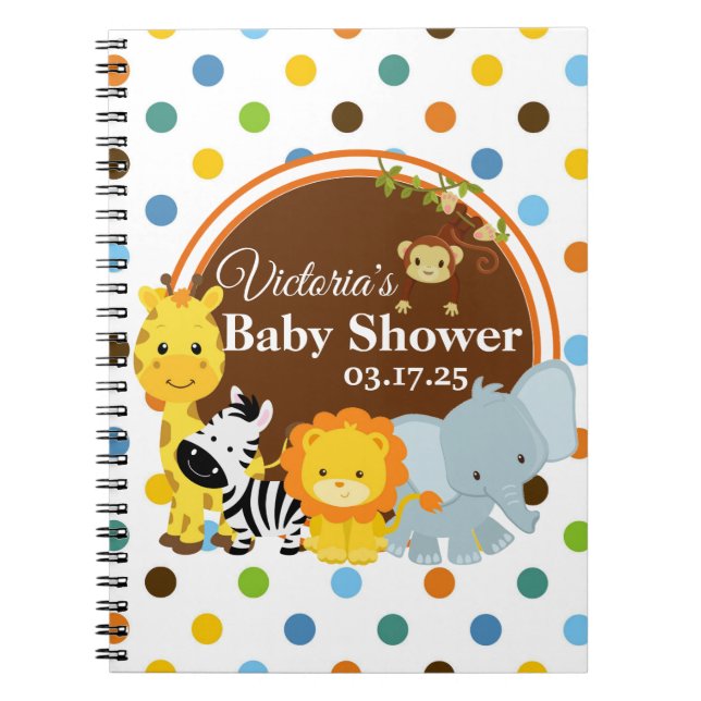 Jungle Baby Shower Chevron Custom Guest Book (Front)
