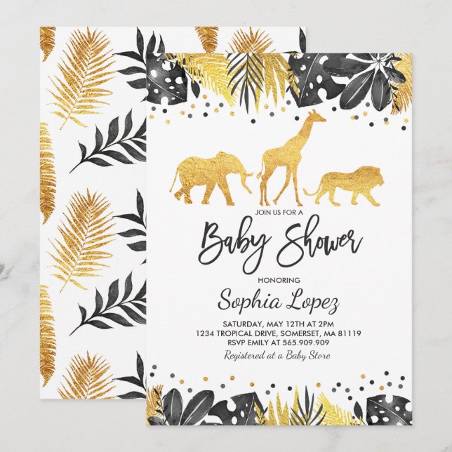 Jungle Baby Shower Invitation Tropical Baby Shower (Front/Back)