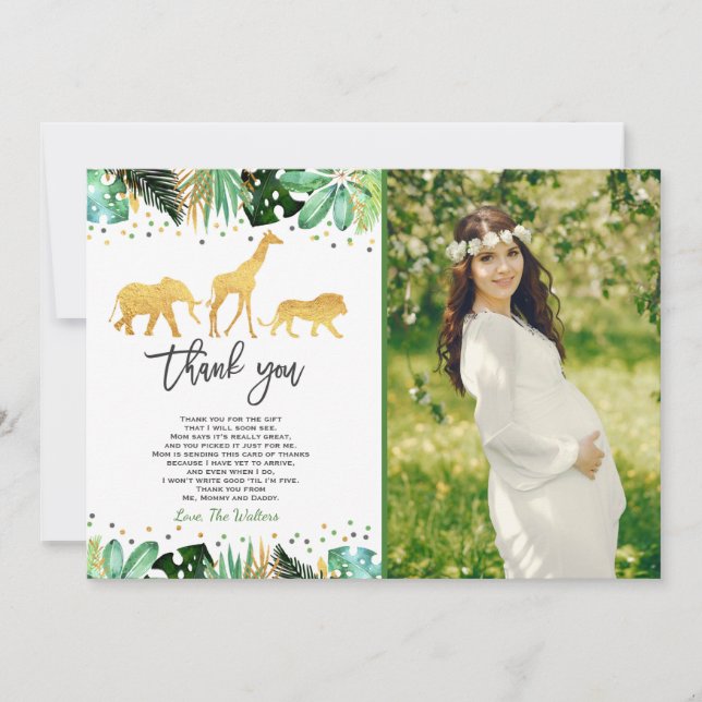 Jungle Baby Shower Thank You Card Jungle Shower (Front)