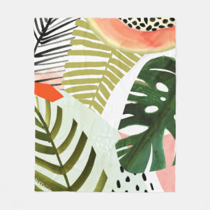 Jungle Beat Tropical Greenery Fleece Blanket