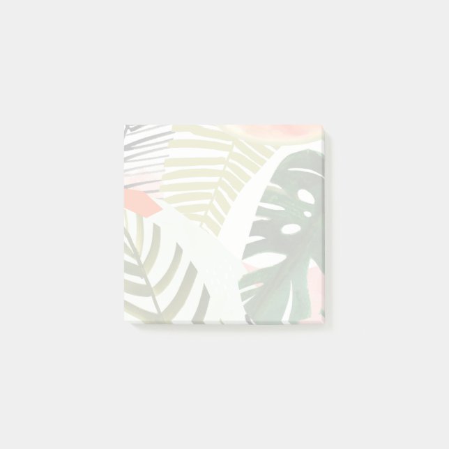 Jungle Beat Tropical Greenery Post-it Notes (Front)