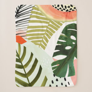 Jungle Beat Tropical Greenery Sherpa Blanket