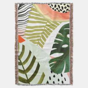 Jungle Beat Tropical Greenery Throw Blanket
