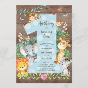 Jungle Big One Boys Invitation Anniversaire