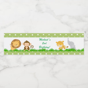 Jungle Birthday Bottle Label Boy Green